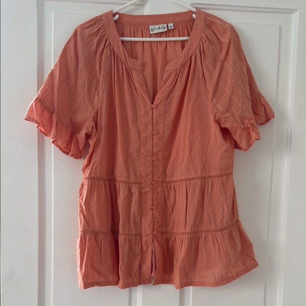 Wonderly Sherbet Puff Sleeve Blouse Ladies Size Large